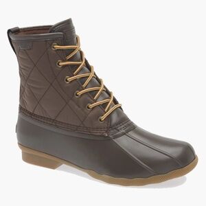 Sperry Saltwater Duck Boots Quilted Nylon Brown Waterproof Snow Men’s 9 NWOB